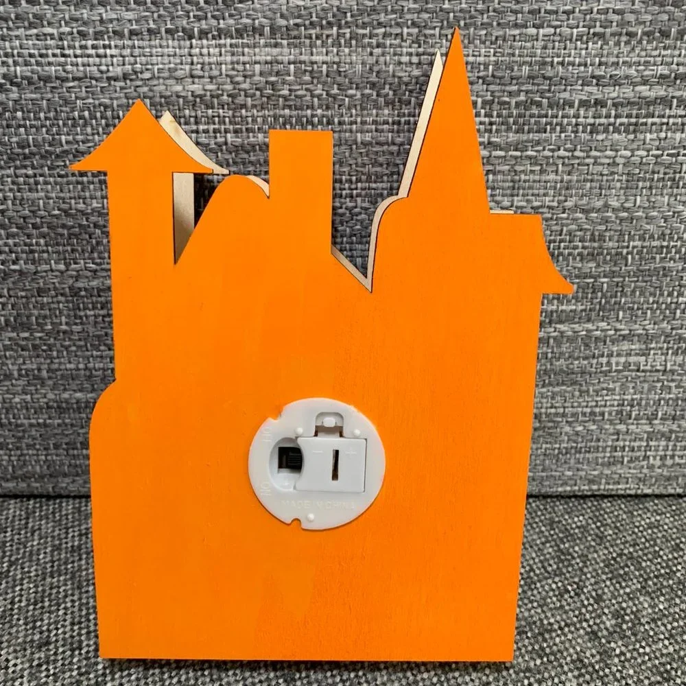 ⭐️Hand Painted Wooden Haunted House Night Light